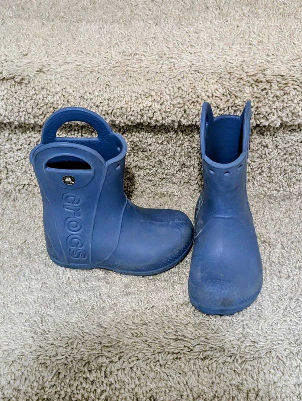 Toddler 9 Crocs rain mud boots blue